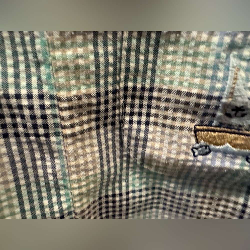 Parisian Bebe Sailboat Seersucker Plaid Shortalls Overalls 24 months 24m Boy - Picture 5 of 12